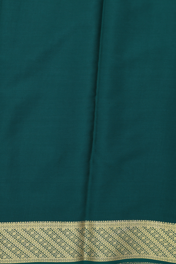 Mysore Silk Saree In Forest Green With Checks Design