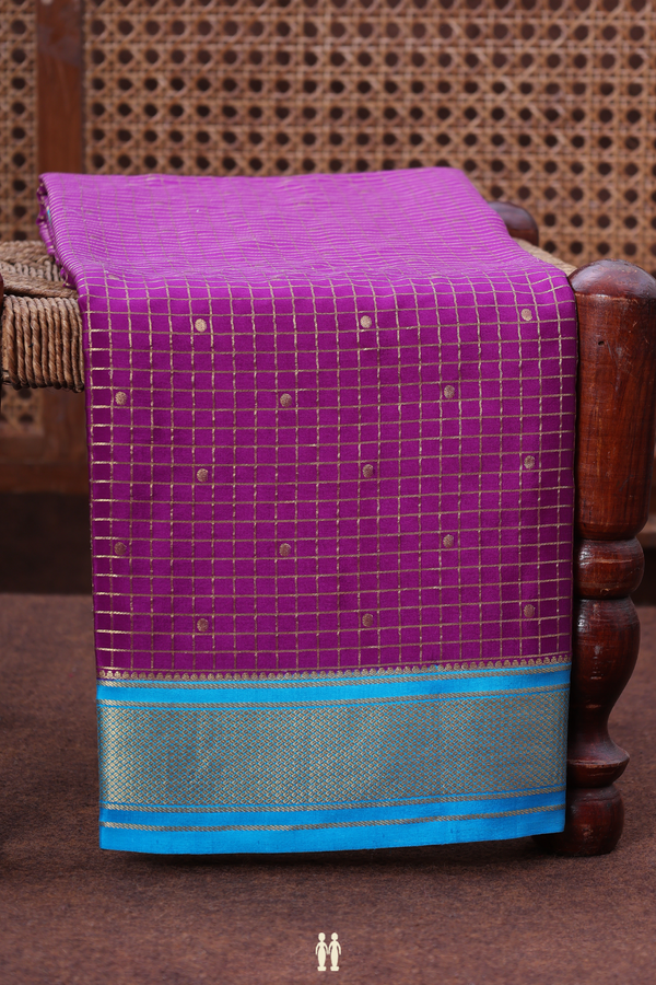 Mysore Silk Saree In Purple With Checks Design