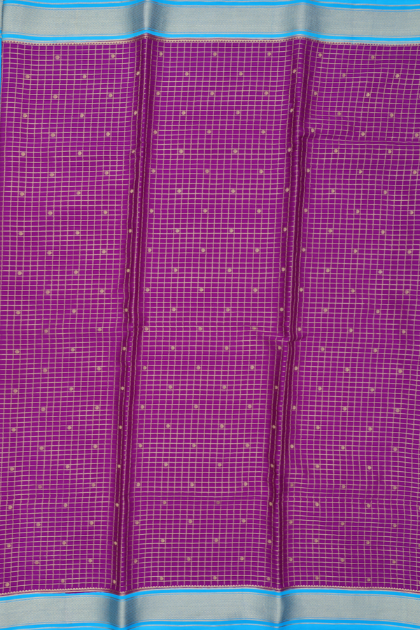 Mysore Silk Saree In Purple With Checks Design