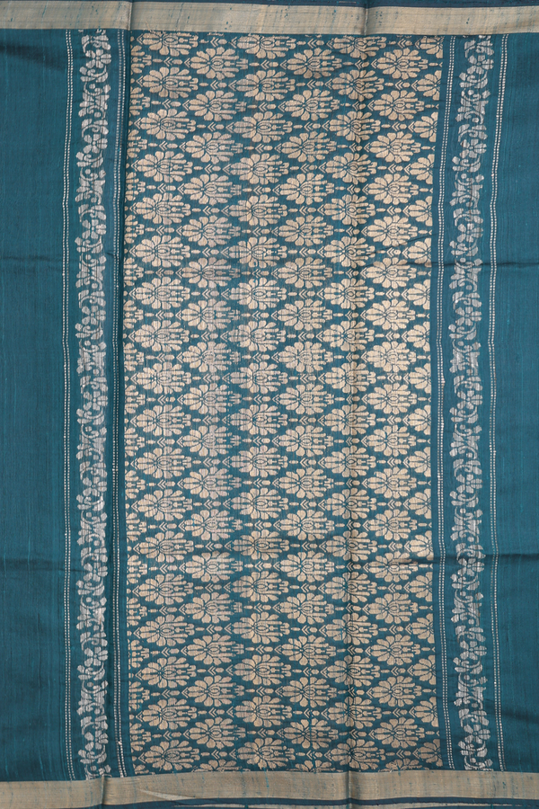 Jute Saree In Green With Paisley Buttas