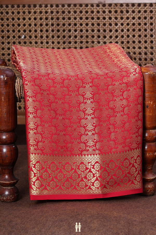 Mysore Silk Saree In Red With Iruthalai Pakshi Design