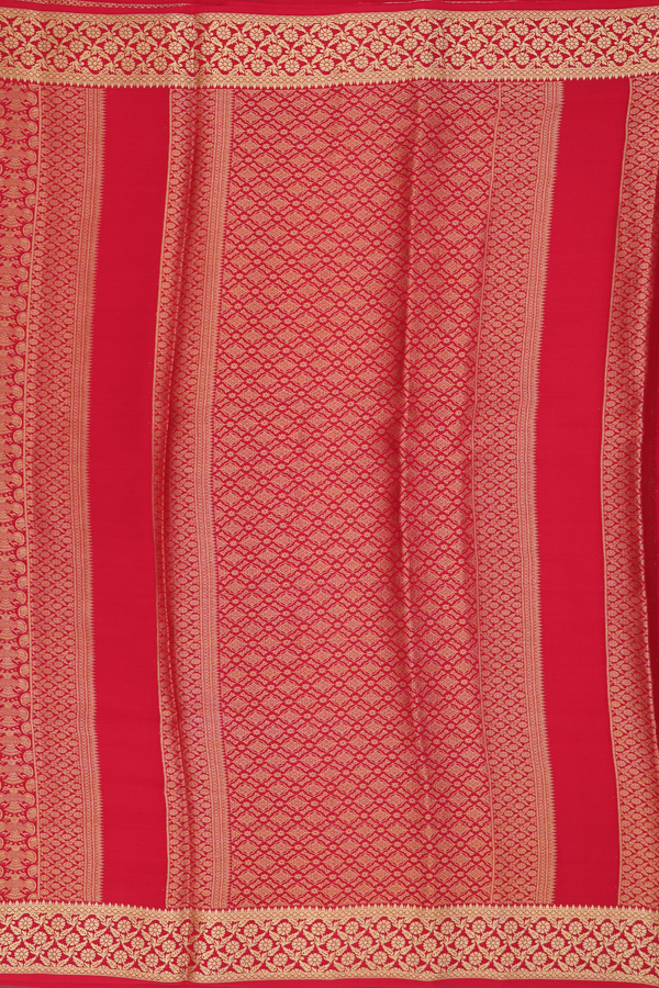 Mysore Silk Saree In Red With Iruthalai Pakshi Design