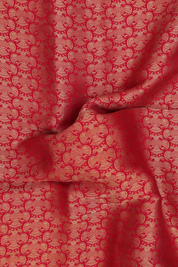 Mysore Silk Saree In Red With Iruthalai Pakshi Design