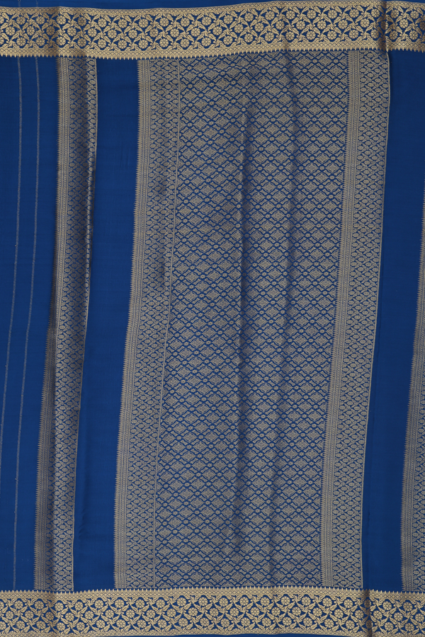 Mysore Silk Saree Prussian Blue With Iruthalai Pakshi Design