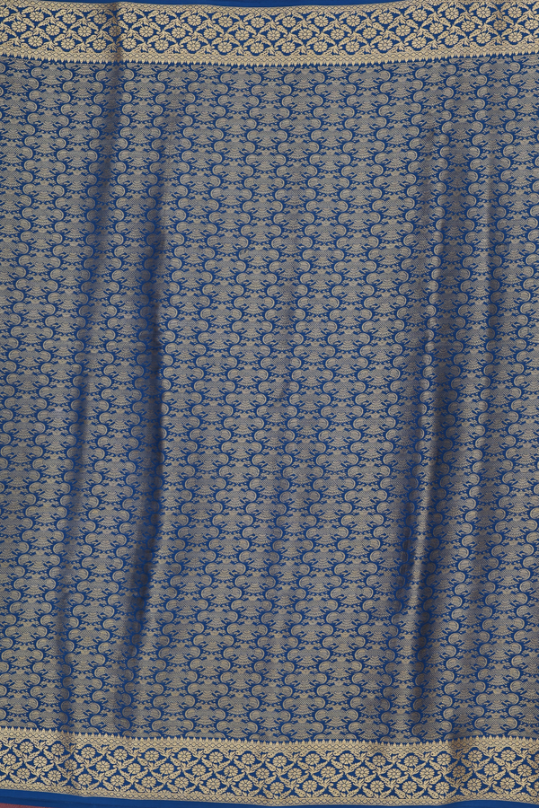 Mysore Silk Saree Prussian Blue With Iruthalai Pakshi Design