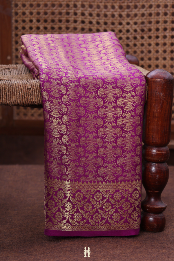 Mysore Silk Saree In Purple With Brocade Design