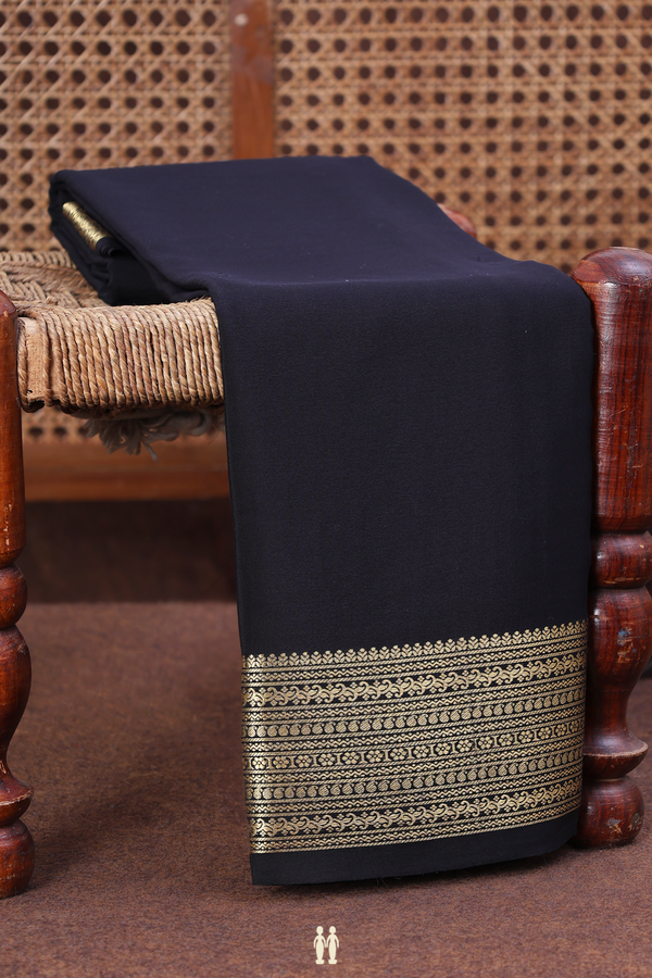 Mysore Silk Saree In Black With Zari Border