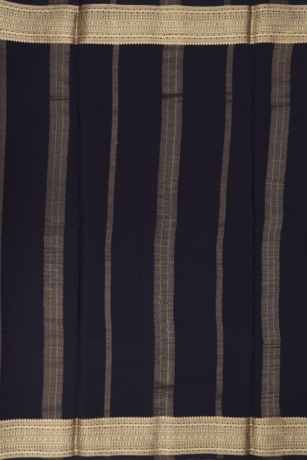 Mysore Silk Saree In Black With Zari Border