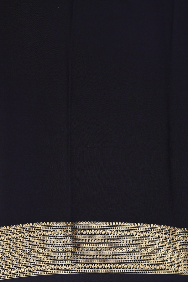 Mysore Silk Saree In Black With Zari Border