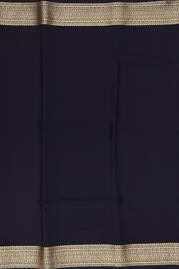 Mysore Silk Saree In Black With Zari Border