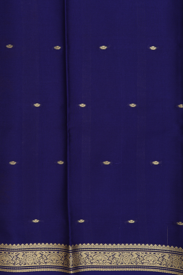 Mysore Silk Saree In Bluish Green With Zari Buttis