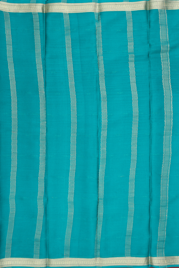 Mysore Silk Saree In Navy Blue With Zari Buttis