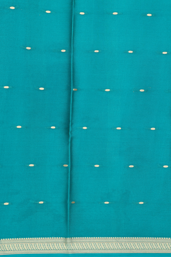 Mysore Silk Saree In Navy Blue With Zari Buttis