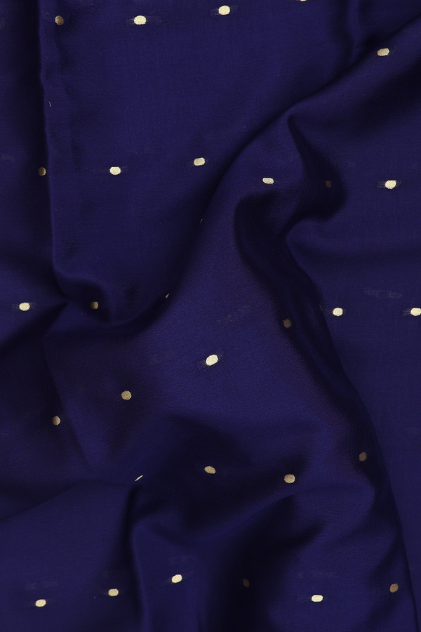 Mysore Silk Saree In Navy Blue With Zari Buttis