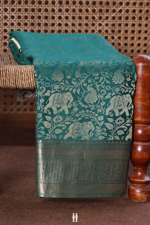 Mysore Silk Saree In Green With Vanasingaram Design