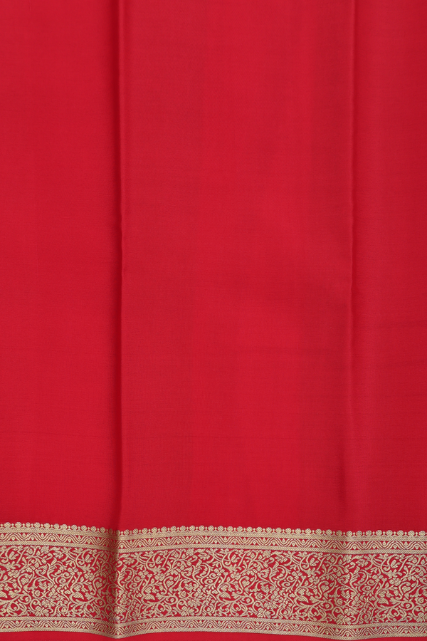 Mysore Silk Saree Chilli Red With Peacock And Chakram Buttas