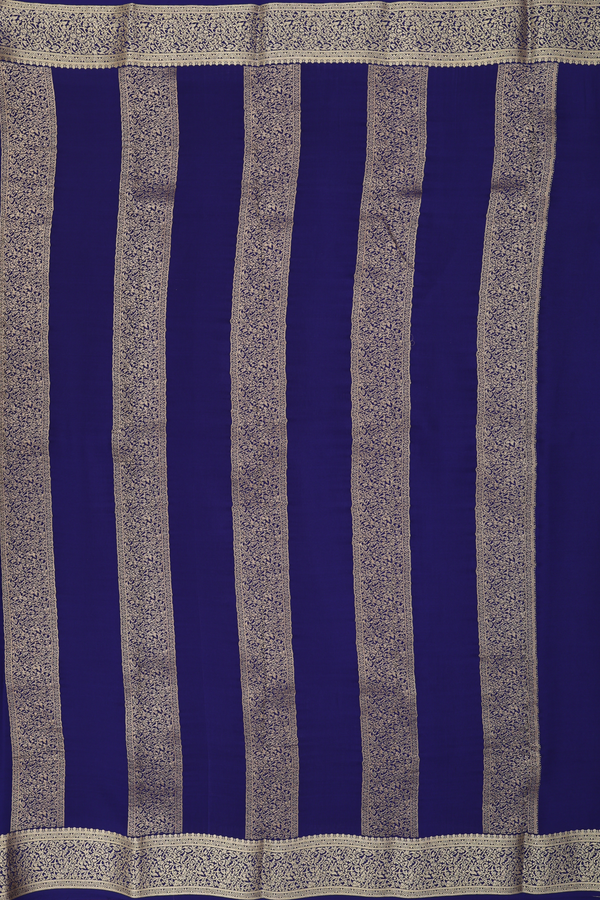 Mysore Silk Saree Navy Blue With Peacock And Chakram Buttas