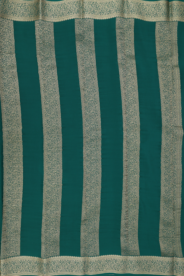 Mysore Silk Saree Forest Green With Peacock Chakram Buttas