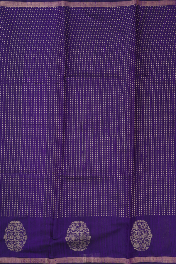 Jute Saree In Royal Purple With Stripes Design