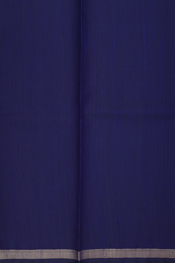 Jute Saree In Navy Blue With Stripes Design