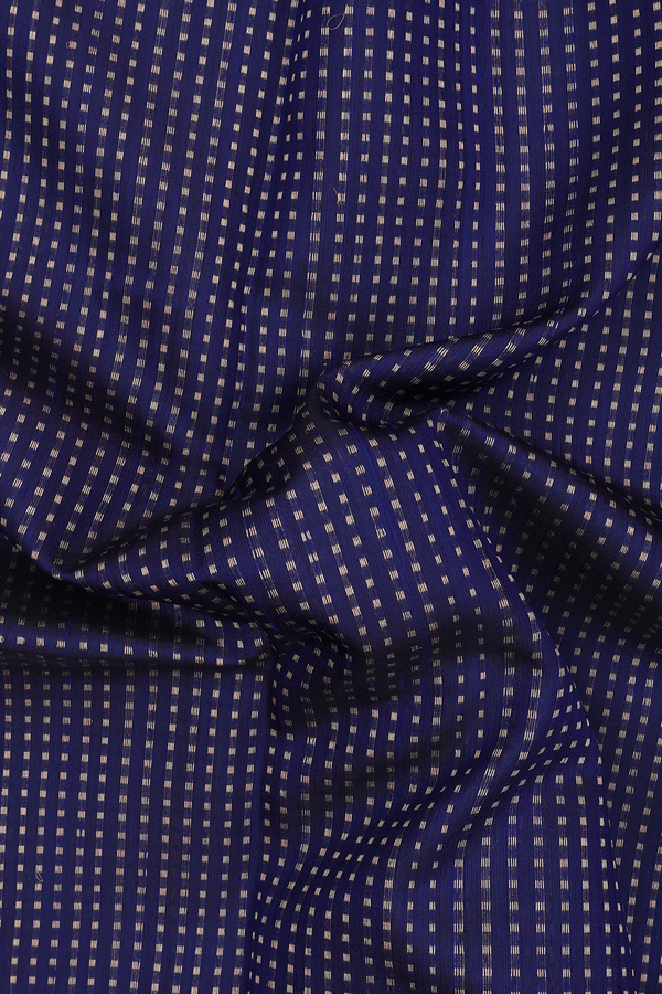 Jute Saree In Navy Blue With Stripes Design