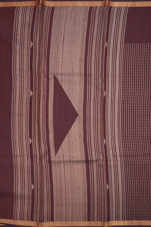 Jute Saree In Brown With Stripes Design