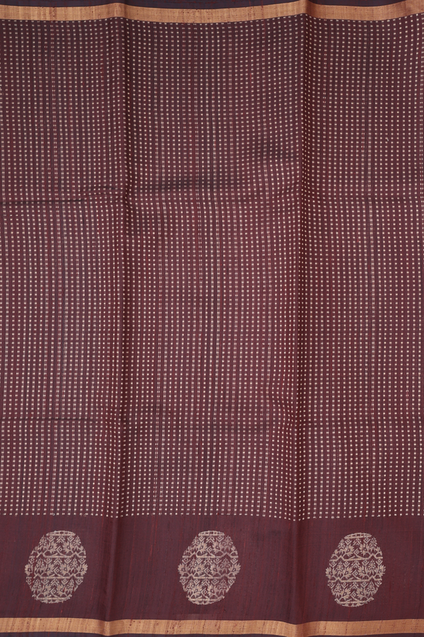 Jute Saree In Brown With Stripes Design
