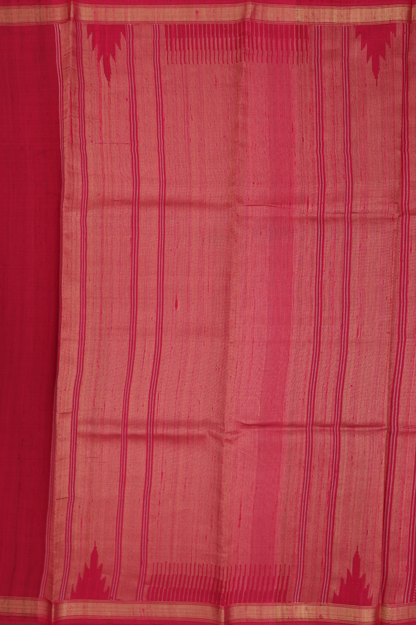 Jute Saree In Red With Stripes Design