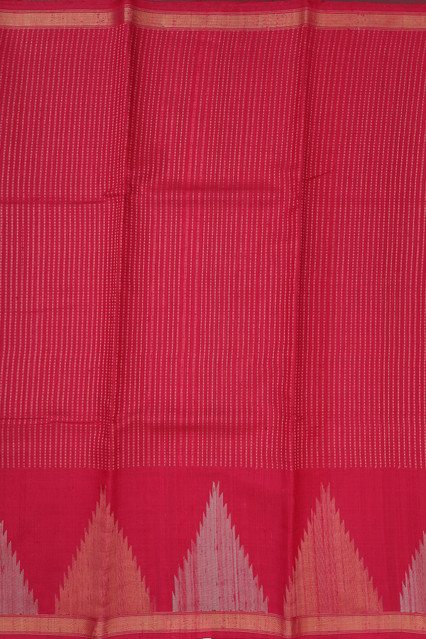 Jute Saree In Red With Stripes Design