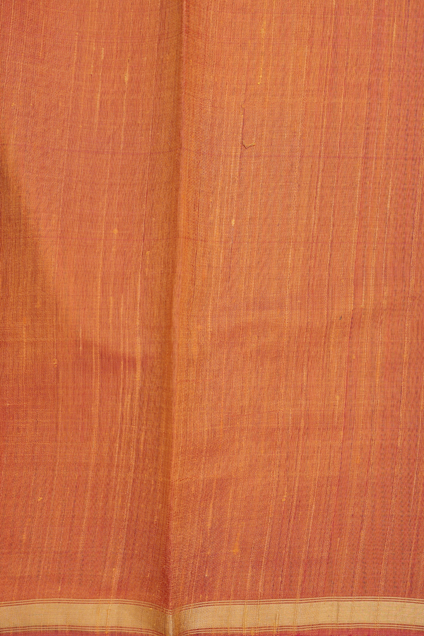Jute Saree In Orange With Stripes Design