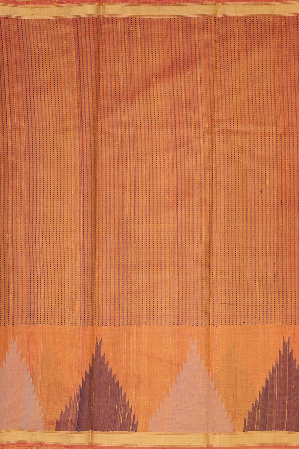 Jute Saree In Orange With Stripes Design