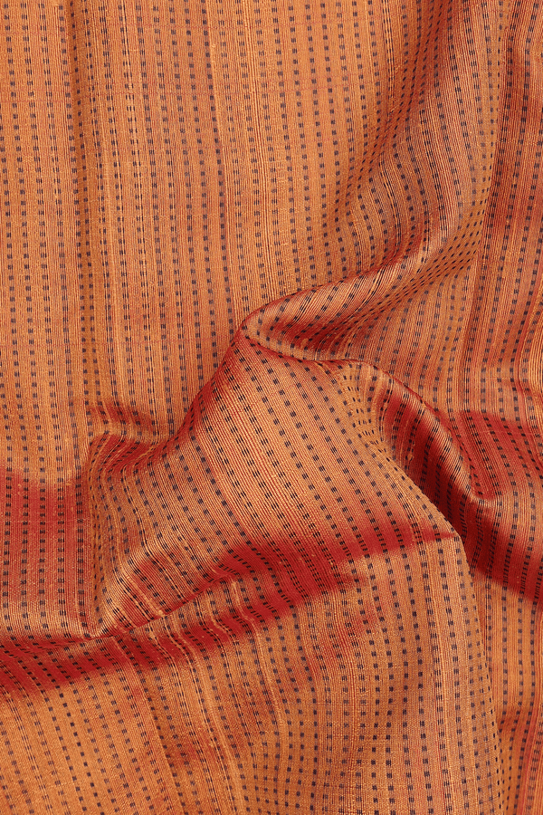 Jute Saree In Orange With Stripes Design