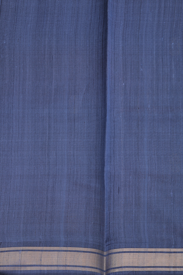 Jute Saree In Aegean Blue With Floral Buttas