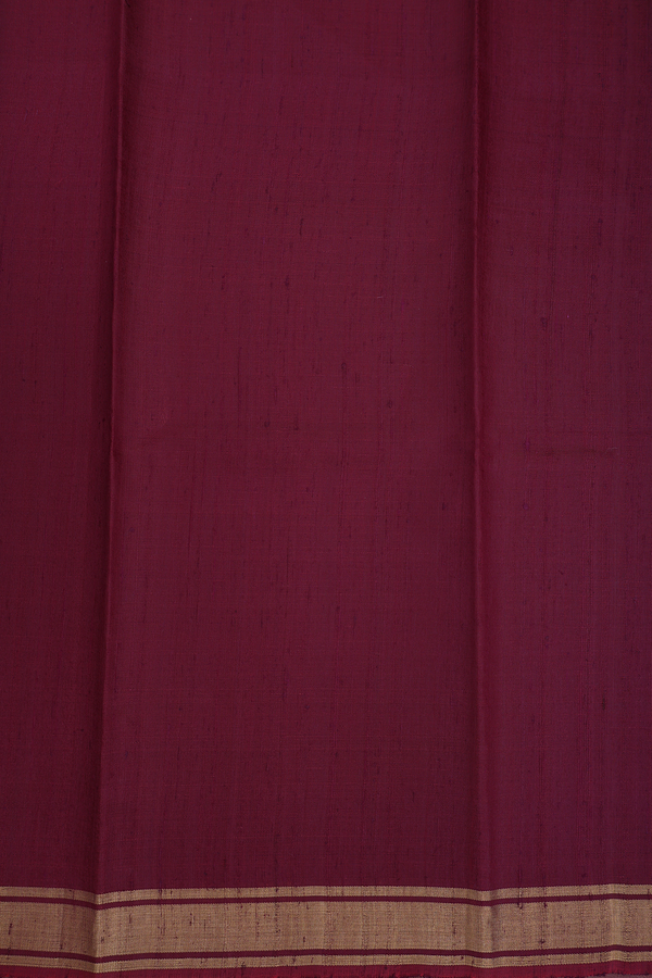 Jute Saree In Burgundy Red With Floral Buttas
