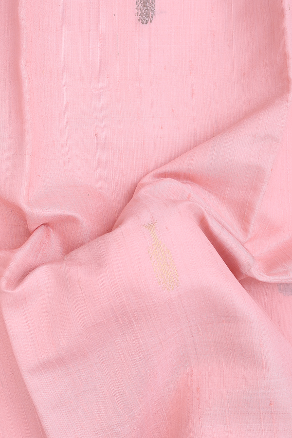 Jute Saree In Peach Pink With Tree Motifs