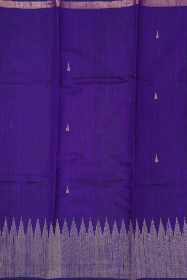 Jute Saree In Royal Purple With Temple Buttas