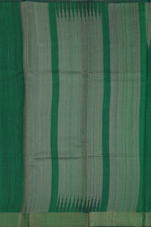 Jute Saree In Green With Temple Buttas