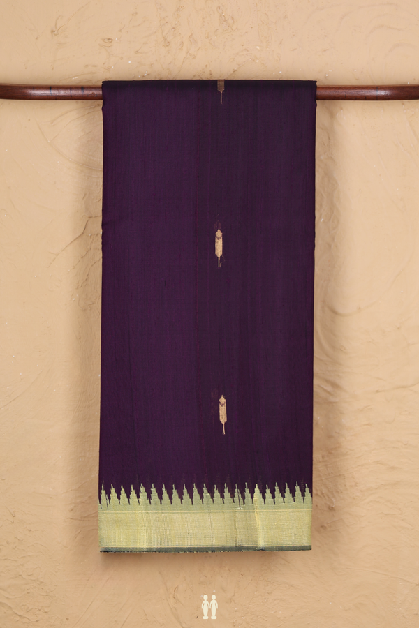 Jute Saree In Deep Purple With Zari Buttas