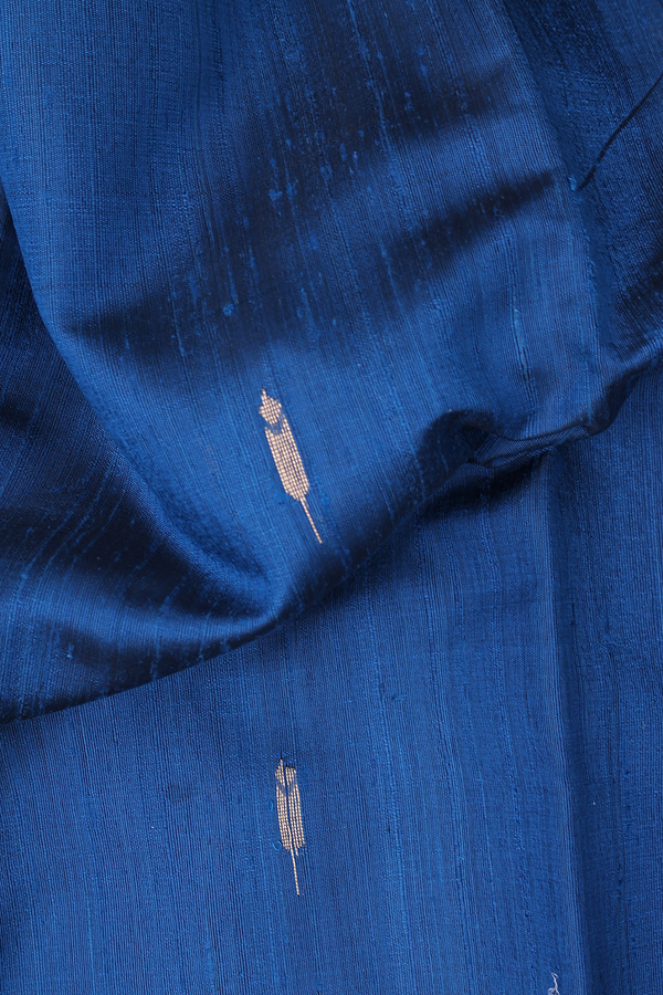 Jute Saree In Blue With Zari Buttas