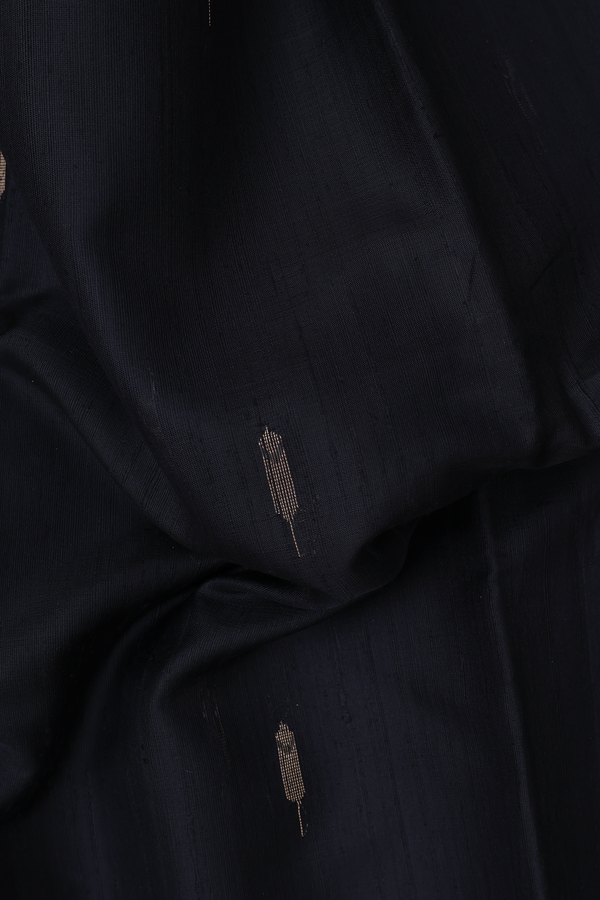 Jute Saree In Black With Zari Buttas
