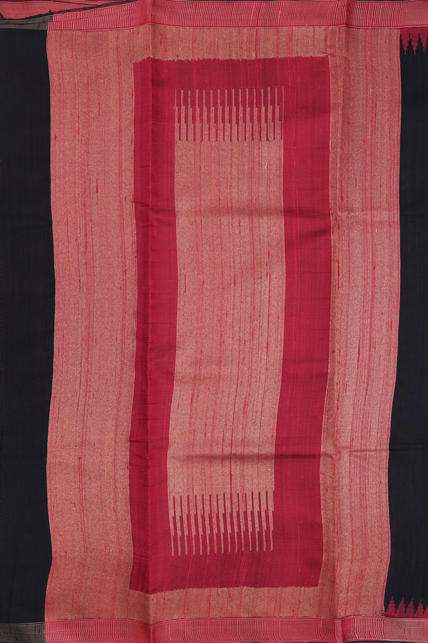 Jute Saree In Black With Zari Buttas
