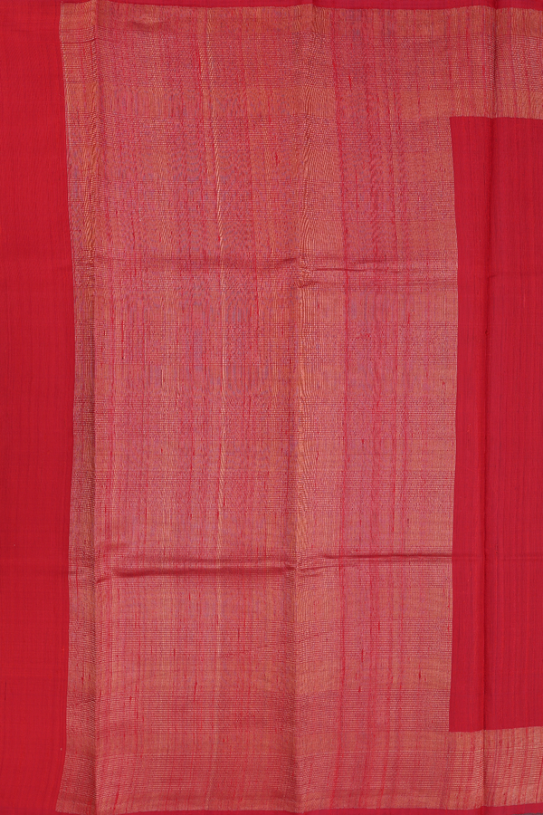 Jute Saree In Vermillion Red With Floral Motifs
