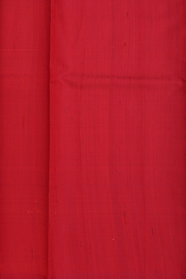 Jute Saree In Vermillion Red With Floral Motifs