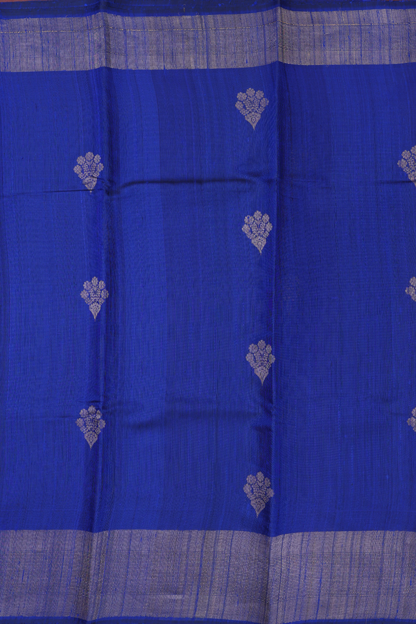 Soft Silk Saree In Royal Blue With Floral Motifs