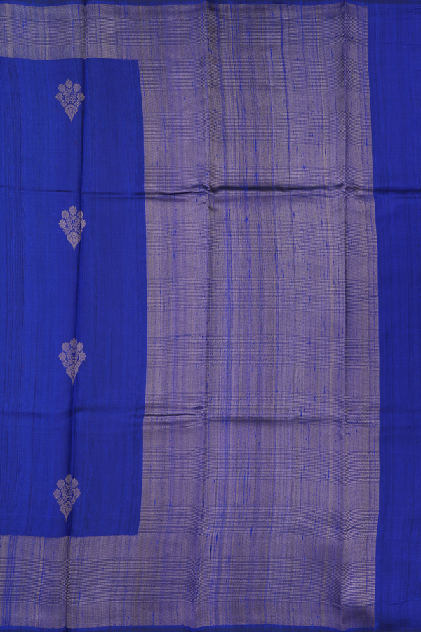 Soft Silk Saree In Royal Blue With Floral Motifs