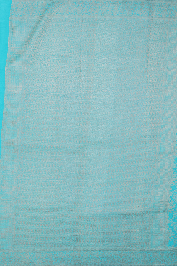 Mysore Silk Saree In Tiffany Blue With Floral Design
