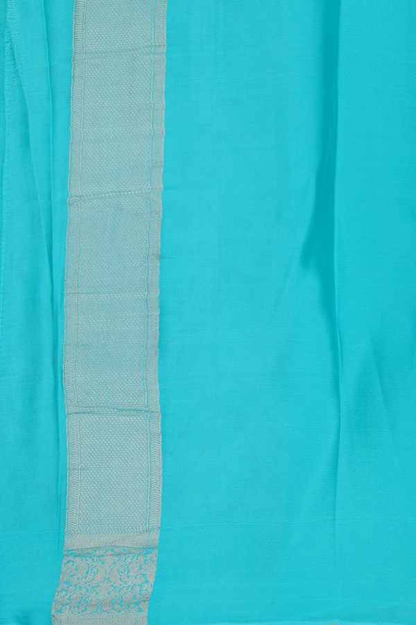 Mysore Silk Saree In Tiffany Blue With Floral Design