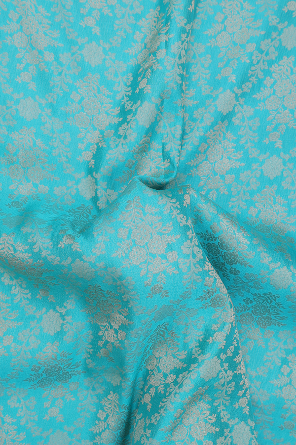 Mysore Silk Saree In Tiffany Blue With Floral Design