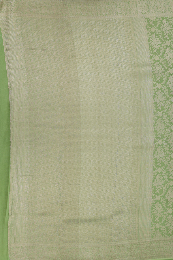 Mysore Silk Saree In Pastel Green With Floral Design