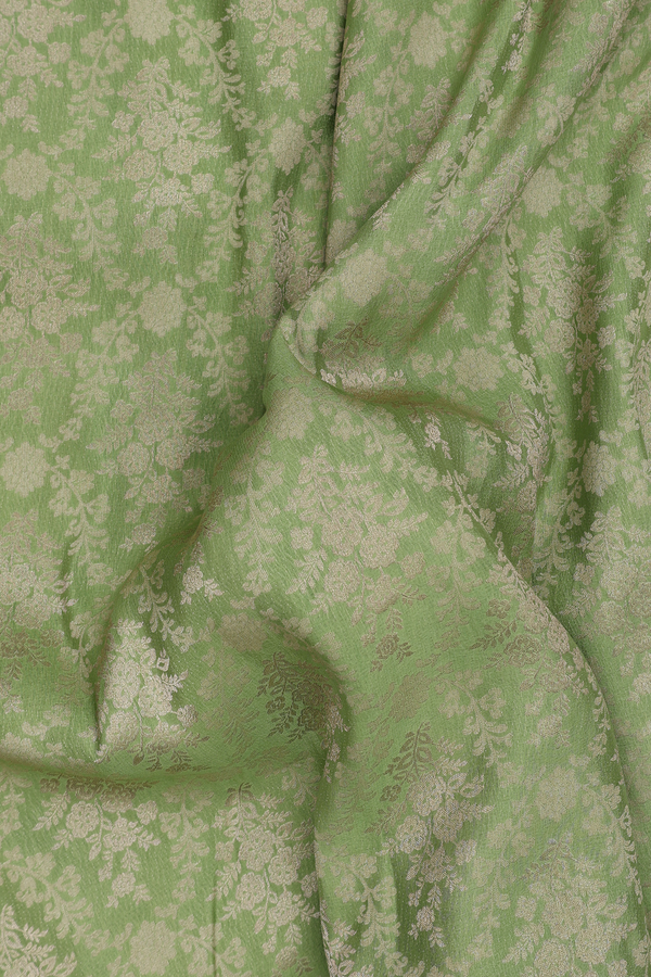 Mysore Silk Saree In Pastel Green With Floral Design